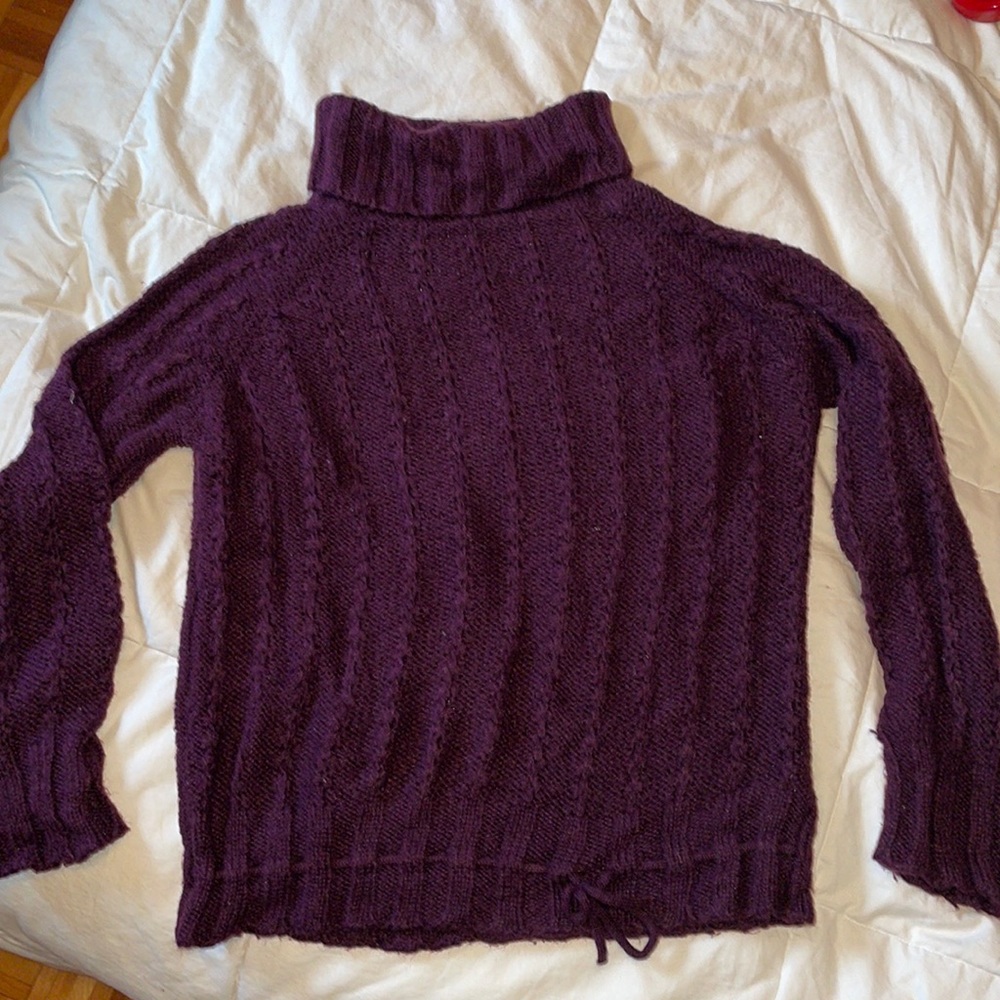 Basic one | purple fuzzy knit turtle neck sweater | size M